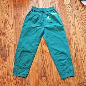 Retro Green Baggy Pants (Small, Forest Green)
